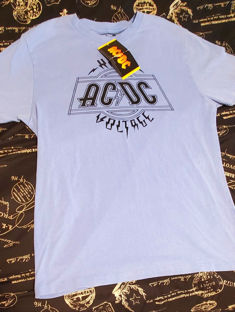 New Men's M ACDC Rock Metal Music Blue Tee T-Shirt